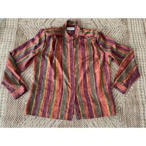 Vintage Helen Fabrikant Tonal Striped Blouse SZ 14